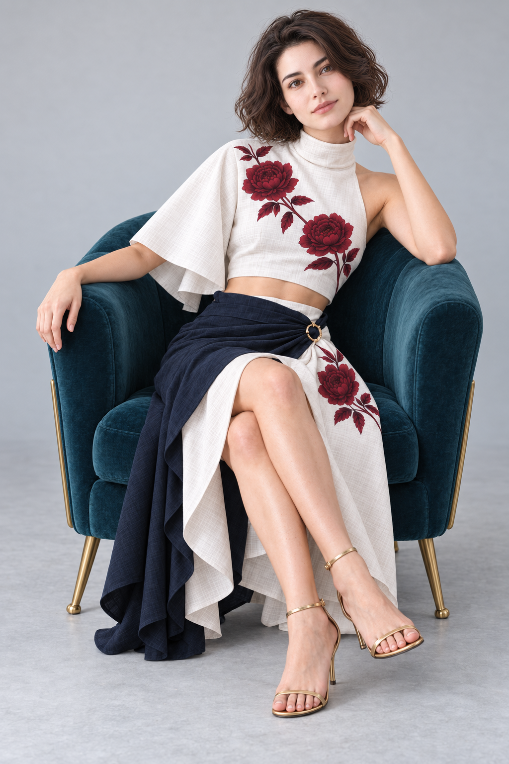 Giulia Conti in an existing Studio Cramoisi fashion portrait.